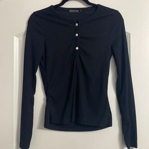 Pretty little thing black button up top